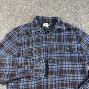 Faherty Mens Blue Black Plaid Cotton Flannel Button Down Shirt Small Long Sleeve